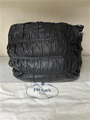 PRADA Nappa Gaufre Antik - Black Hobos Handbag